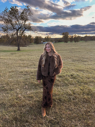 The Faux Fur Crop Jacket - Mocha - 