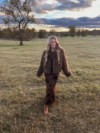 The Faux Fur Crop Jacket - Mocha - 