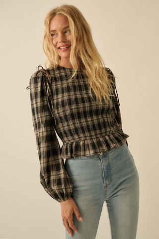 The Fiona Smocked Long Sleeve Top - 