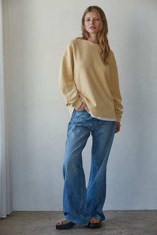 The Layered Sweatshirt - Butter Yellow - 