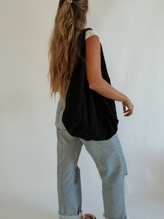 The Linen Hobo Bag - Black - 