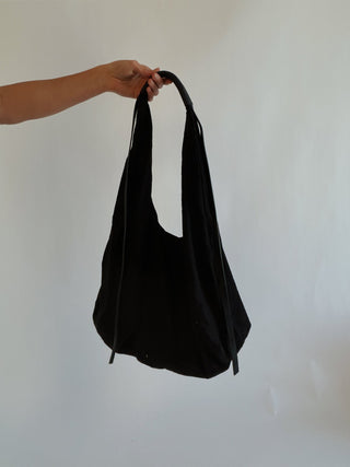 The Linen Hobo Bag - Black - 