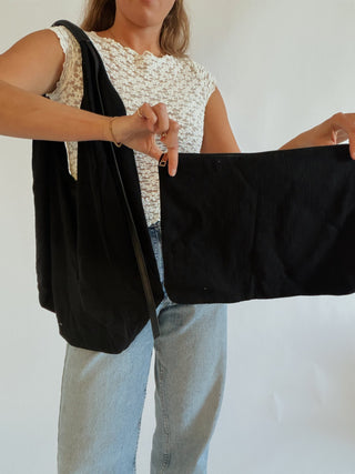 The Linen Hobo Bag - Black - 