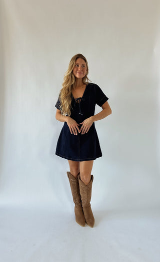 The Madison Short Sleeve Denim Dress - 