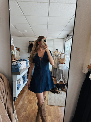 The Madison Short Sleeve Denim Dress - 