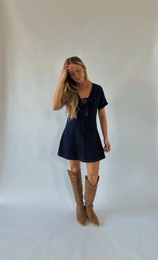 The Madison Short Sleeve Denim Dress - 