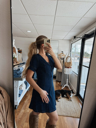 The Madison Short Sleeve Denim Dress - 