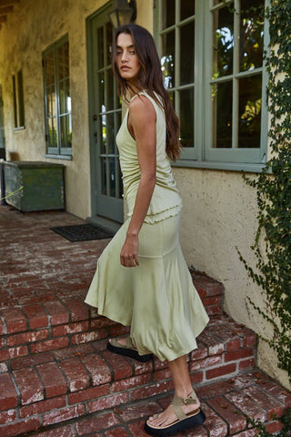 The Pastel Lime Midi Skirt - 