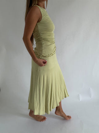 The Pastel Lime Midi Skirt - 