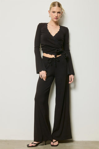 The Phoebe Wide Leg Pants - Black -