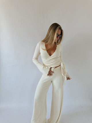 The Phoebe Wide Leg Pants - Cream -