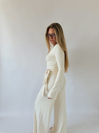 The Phoebe Wrap Top - Cream -