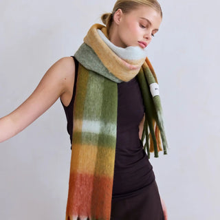 The Recycled Scarf - Mossy Plaid - 
