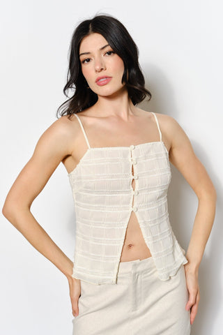 The Sasha Front Split Cami - Cream - 