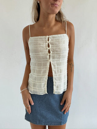 The Sasha Front Split Cami - Cream - 