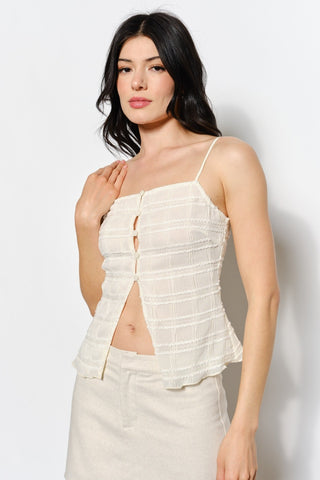 The Sasha Front Split Cami - Cream - 