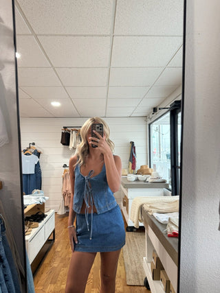 The Shay Denim Mini Skort - 