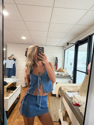 The Shay Denim Mini Skort - 
