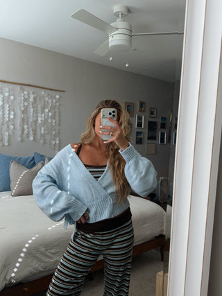 The Shiloh Wrap Sweater - Baby Blue -
