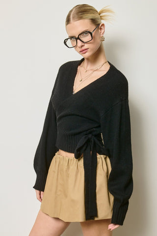 The Shiloh Wrap Sweater - Black -