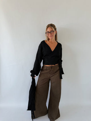 The Shiloh Wrap Sweater - Black -