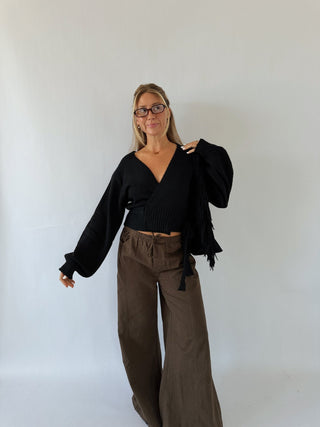 The Shiloh Wrap Sweater - Black -