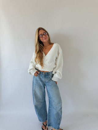 The Shiloh Wrap Sweater -Ivory -