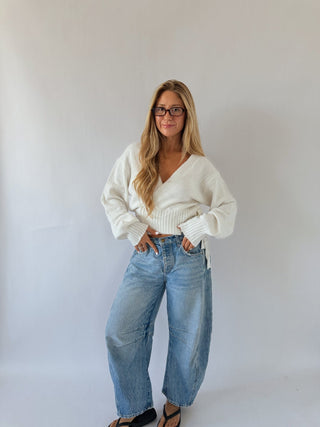The Shiloh Wrap Sweater -Ivory -