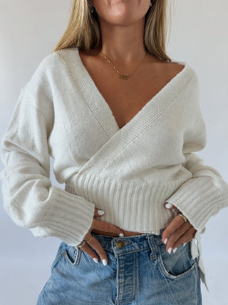 The Shiloh Wrap Sweater -Ivory -