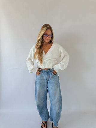 The Shiloh Wrap Sweater -Ivory -