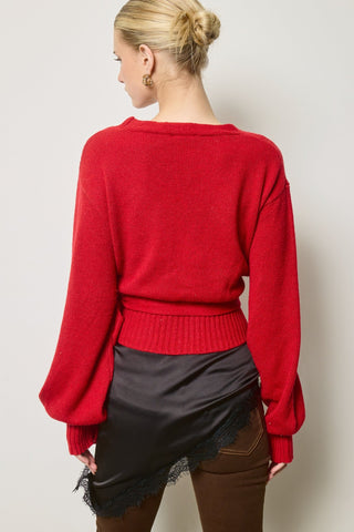 The Shiloh Wrap Sweater - Red -