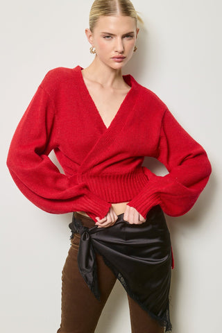 The Shiloh Wrap Sweater - Red -
