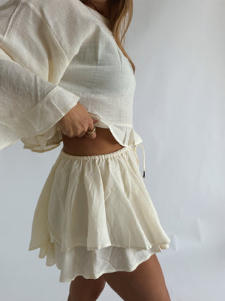 The Teresa Layered Skort - White - 
