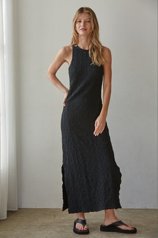 The Textured Black Maxi Dress - 