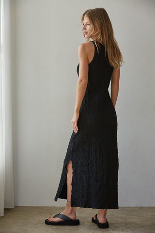 The Textured Black Maxi Dress - 
