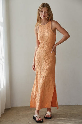 The Textured Orange Maxi Dress - 