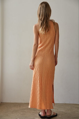 The Textured Orange Maxi Dress - 