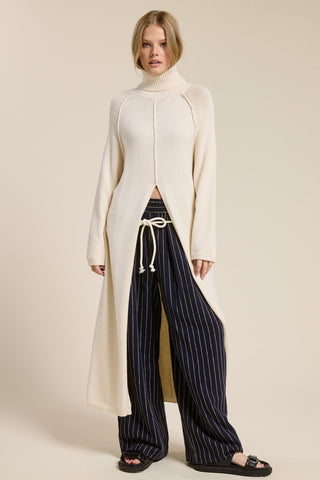 Turtle Neck Maxi Sweater - Ivory - 