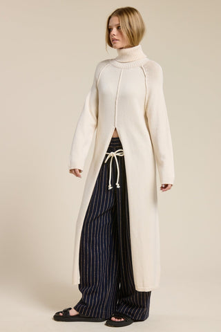 Turtle Neck Maxi Sweater - Ivory - 
