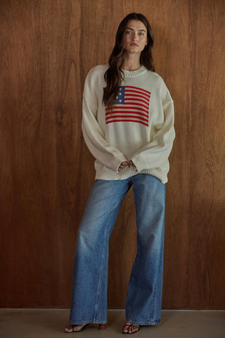 USA Oversized Sweater - Ivory - Sweaters