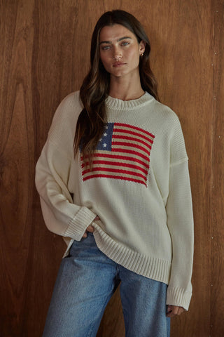 USA Oversized Sweater - Ivory - Sweaters