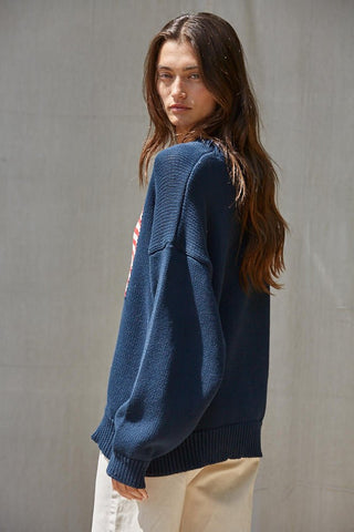 USA Oversized Sweater - Navy - Sweaters
