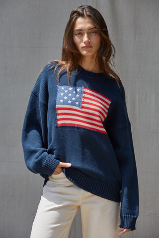 USA Oversized Sweater - Navy - Sweaters