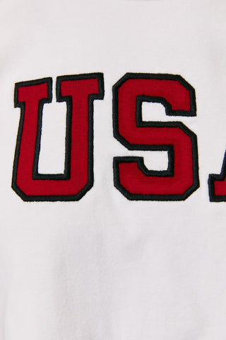 USA Short Sleeve Loose Fit Tee - White -