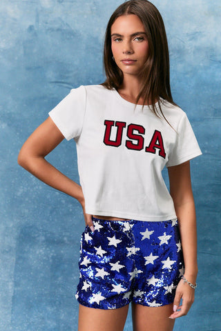 USA Short Sleeve Loose Fit Tee - White -