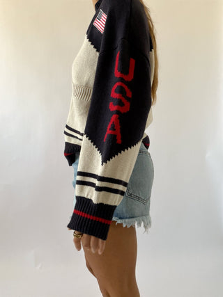 USA Varsity Zip Up - Navy - Sweaters