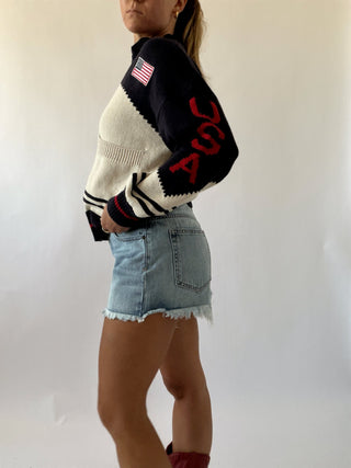 USA Varsity Zip Up - Navy - Sweaters