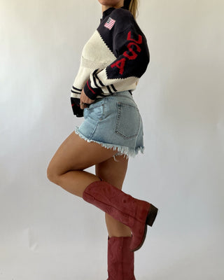 USA Varsity Zip Up - Navy - Sweaters