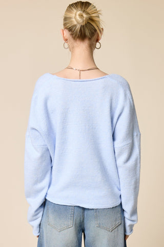 V-Neck Cardigan - Baby Blue -