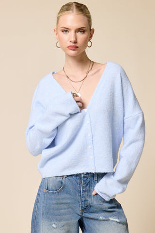 V-Neck Cardigan - Baby Blue -